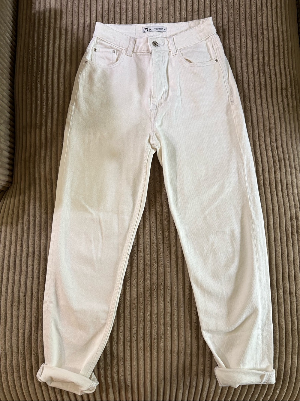 ZARA Women's White Straight Leg Jeans
